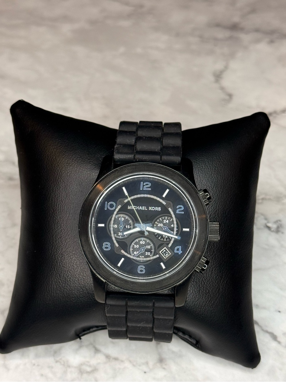 Michael Kors Men's Black Chronograph Watch with Silicone Link Strap